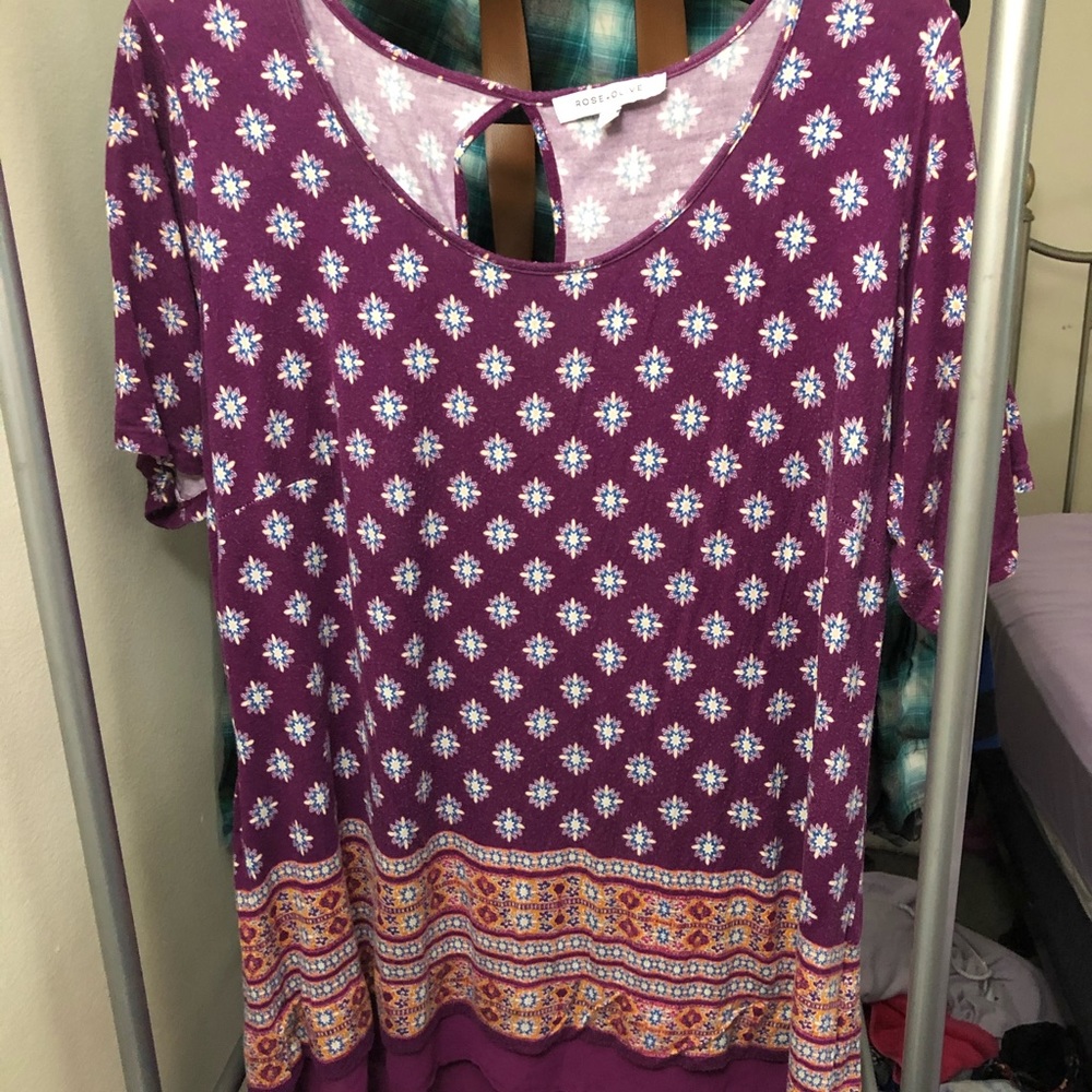 Rose & Olive Short Sleeve Top 1X